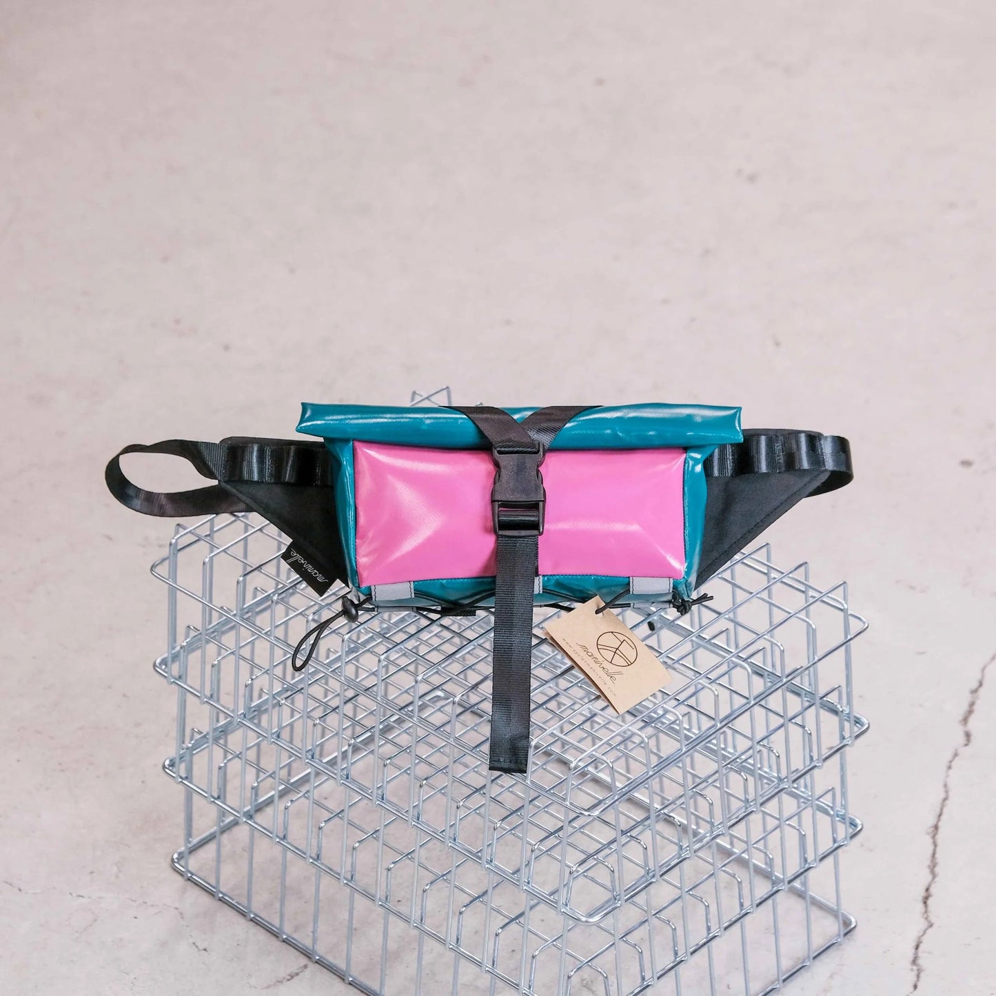 Sacoche Banane Cycles Manivelle - Vert Canard / Magenta