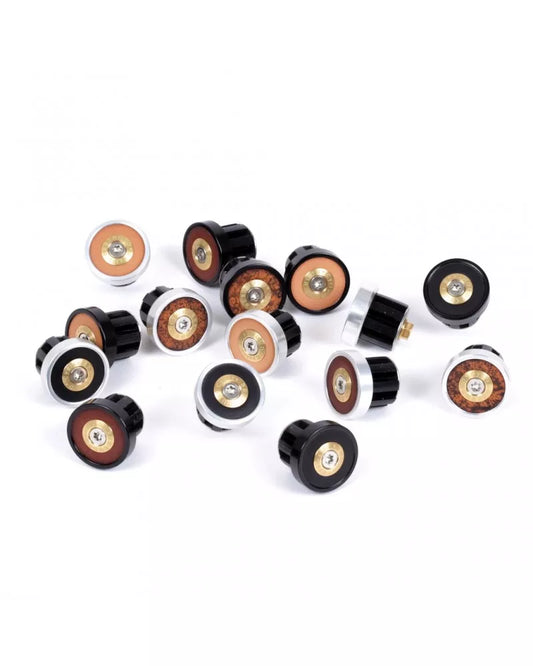 Bouchons de cintre Cycles Berthoud - Anodisé noir / Cuir noir