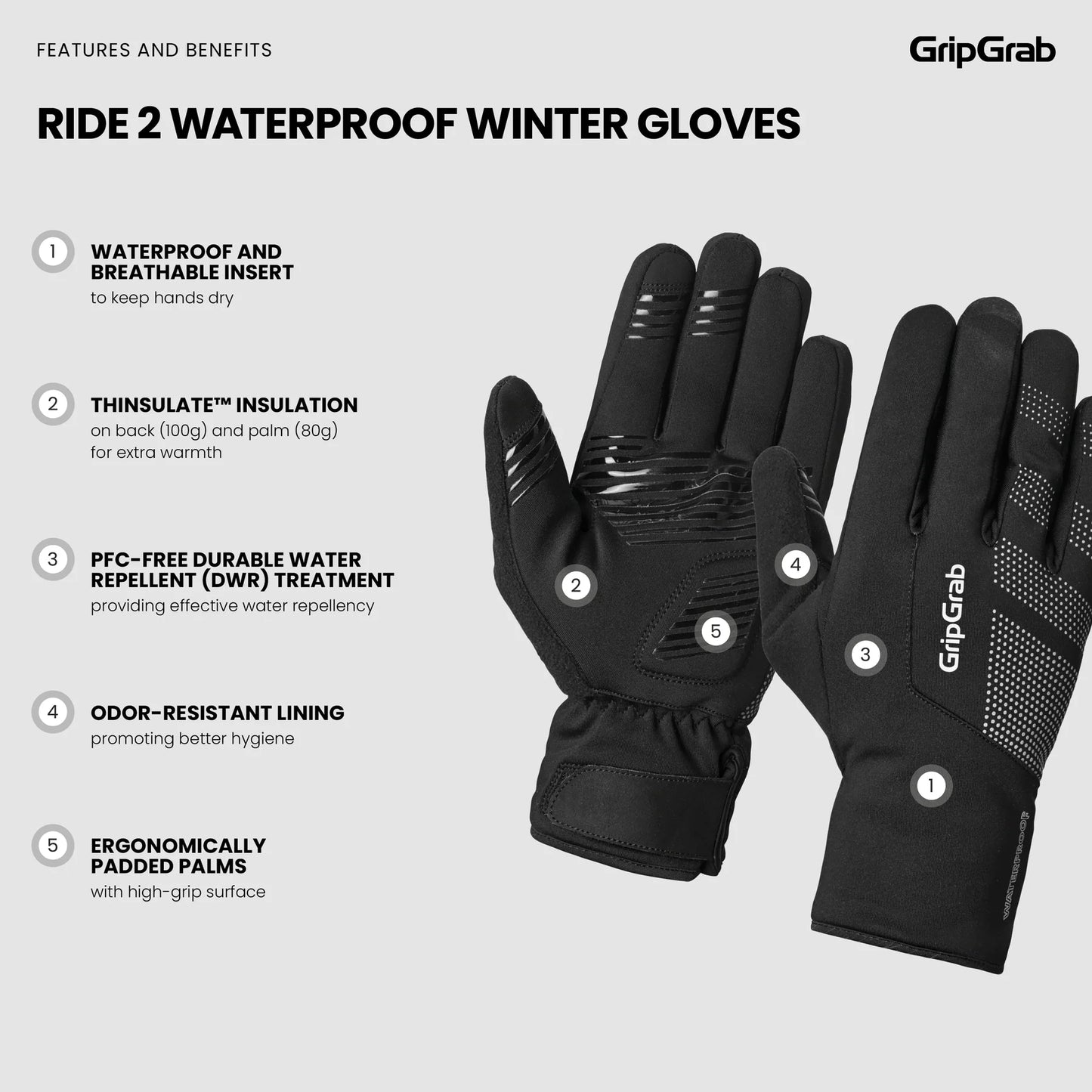 Gants GripGrab Ride 2 Waterproof Winter Gloves