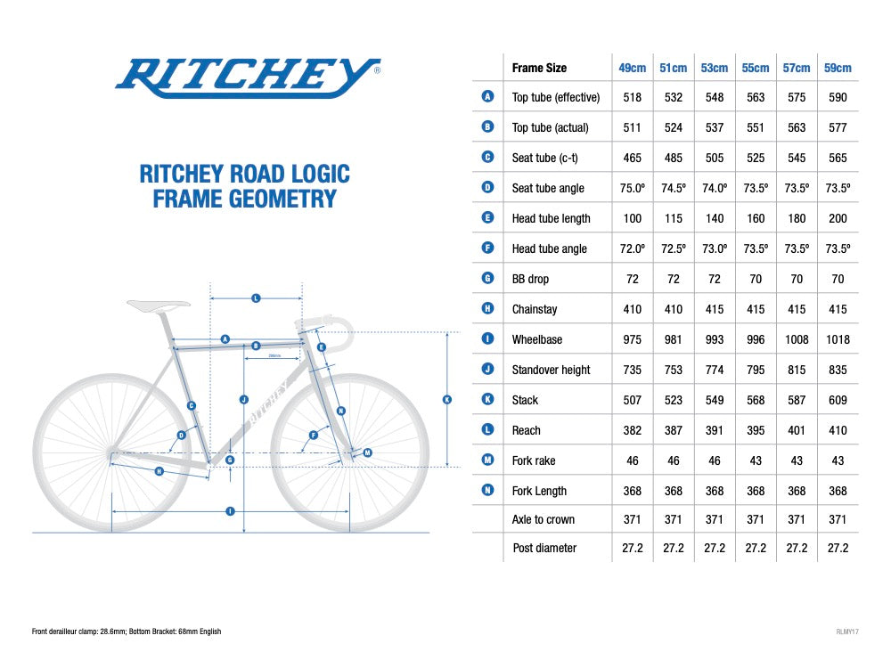 Kit Cadre Ritchey Road Logic Edition 50th Anniversaire
