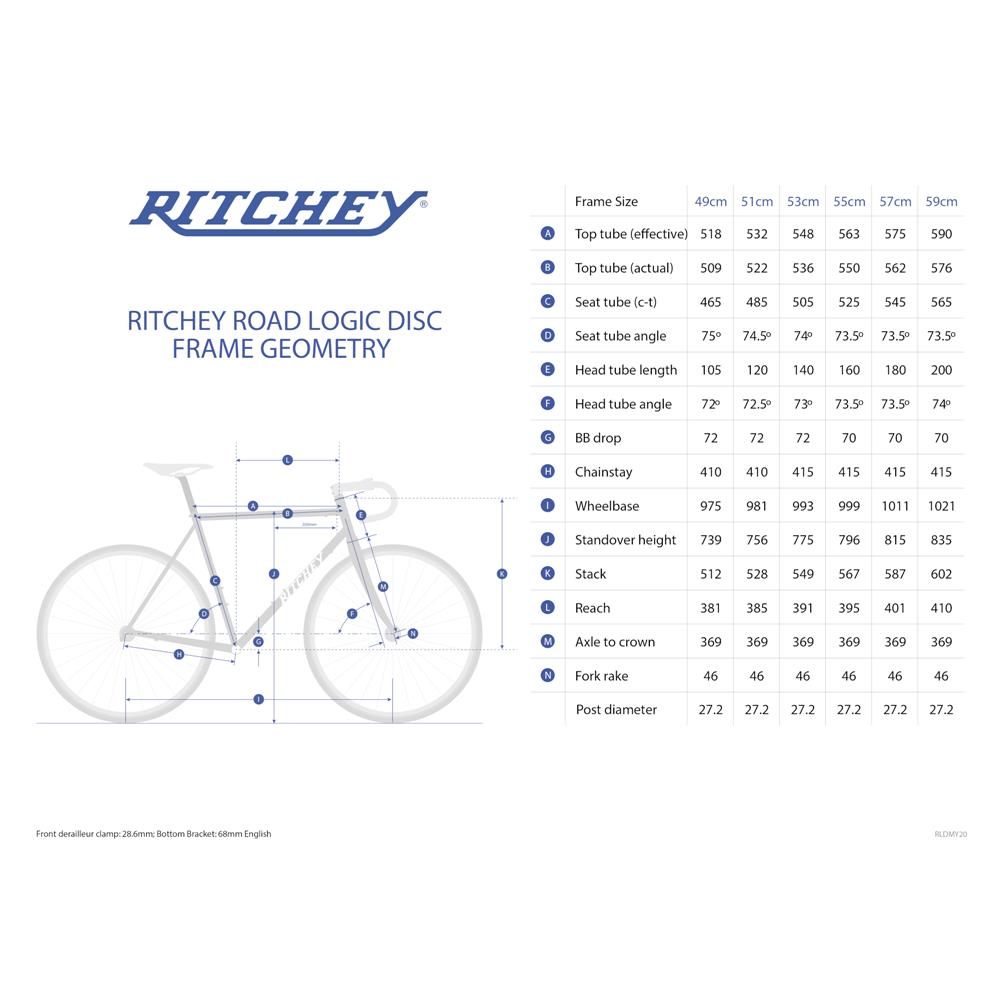 Kit cadre Route Ritchey Road Logic Disc Gris / Logo Bleu